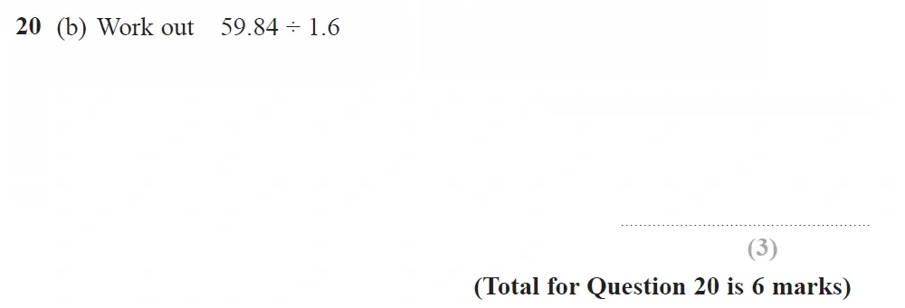 Question 20(b) - GCSE Edexcel Foundation Maths Past Paper 1 (Non-Calculator) - November 2021
