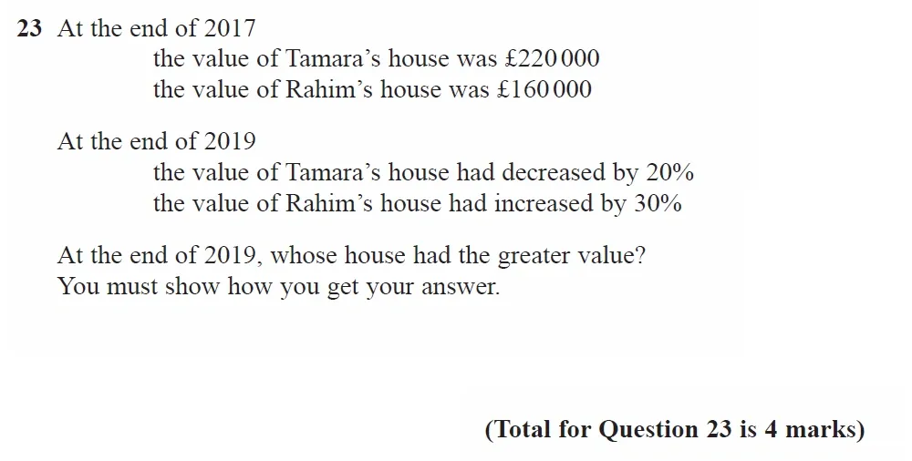 Question 23 - GCSE Edexcel Foundation Maths Past Paper 1 (Non-Calculator) - November 2021