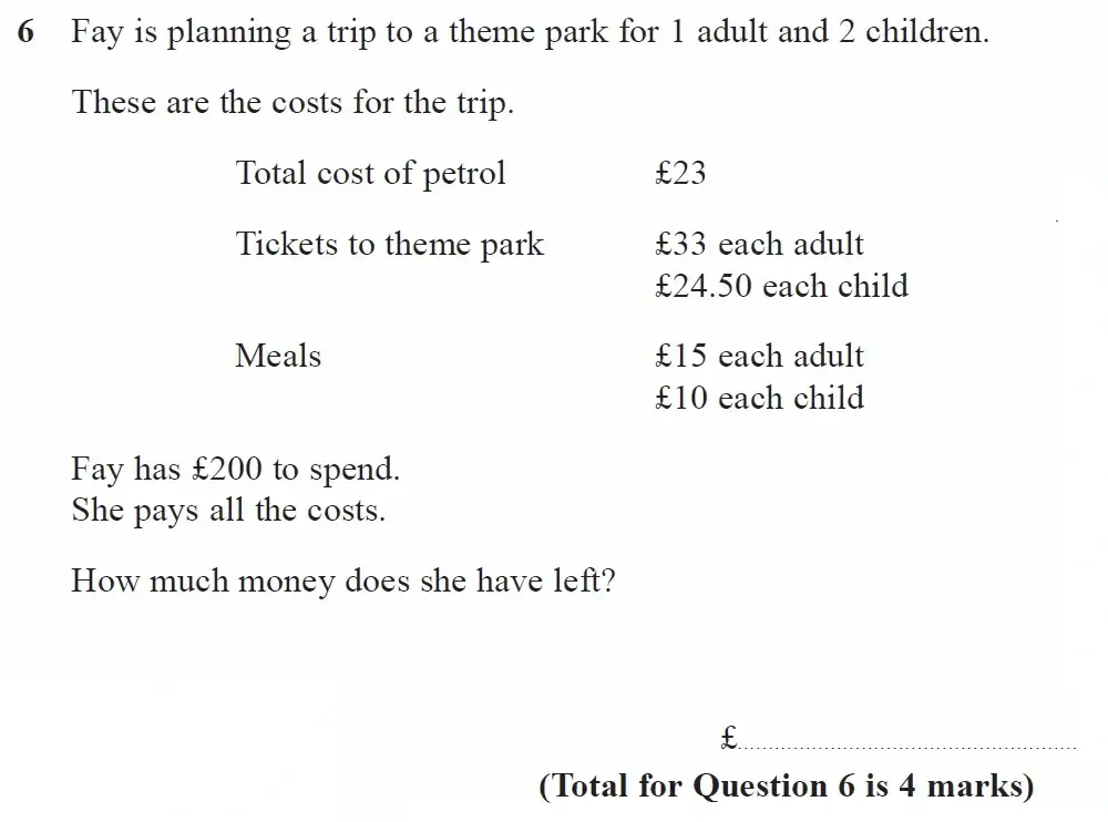 Question 06 - GCSE Edexcel Foundation Maths Past Paper 1 (Non-Calculator) - November 2022