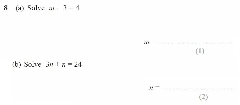 Question 08(a,b) - GCSE Edexcel Foundation Maths Past Paper 1 (Non-Calculator) - November 2022