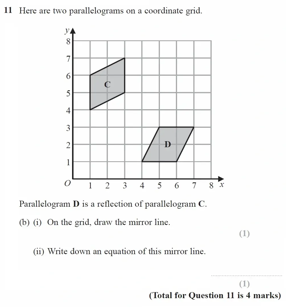 Question 11(b)(i,ii) - GCSE Edexcel Foundation Maths Past Paper 1 (Non-Calculator) - November 2022