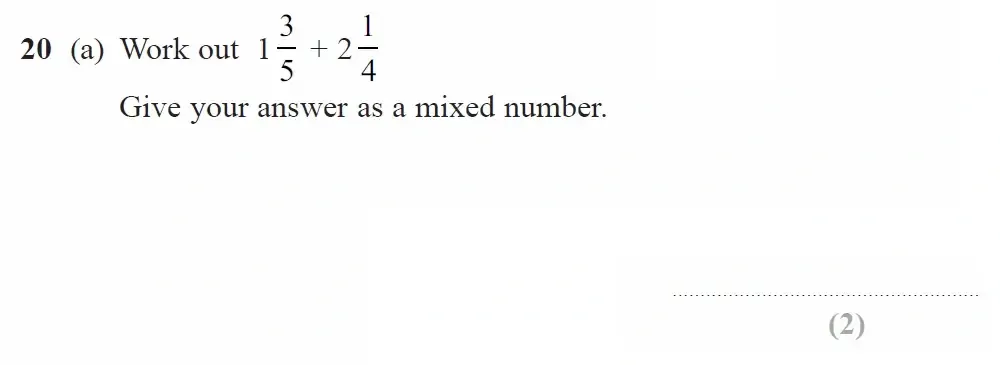 Question 20(a) - GCSE Edexcel Foundation Maths Past Paper 1 (Non-Calculator) - November 2022