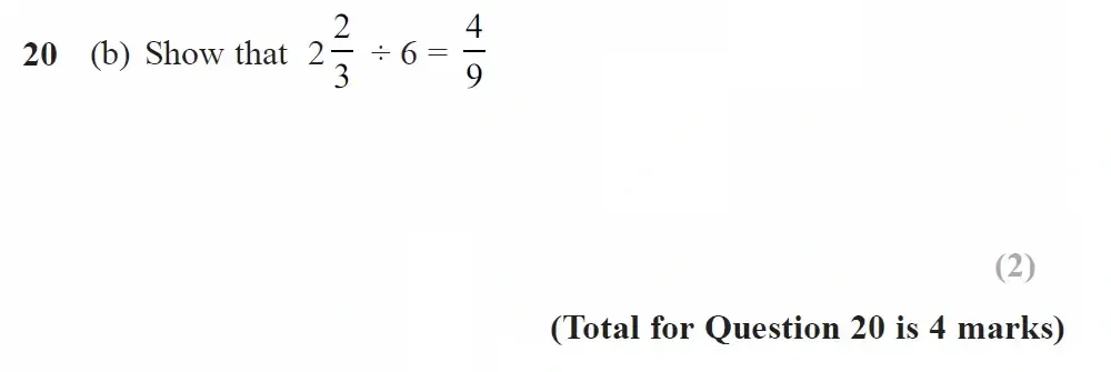 Question 20(b) - GCSE Edexcel Foundation Maths Past Paper 1 (Non-Calculator) - November 2022