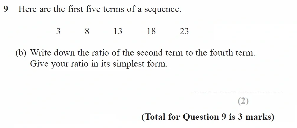 Question 09(b) - GCSE Edexcel Foundation Maths Past Paper 2 (Calculator) - June 2023
