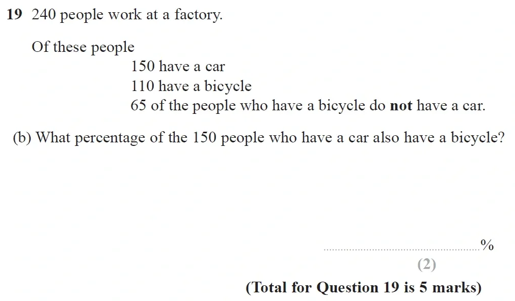 Question 19(b) - GCSE Edexcel Foundation Maths Past Paper 2 (Calculator) - June 2023
