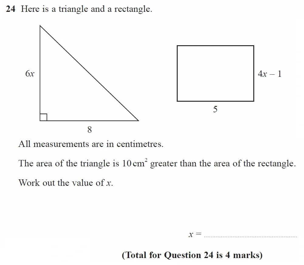 Question 24 - GCSE Edexcel Foundation Maths Past Paper 2 (Calculator) - June 2023