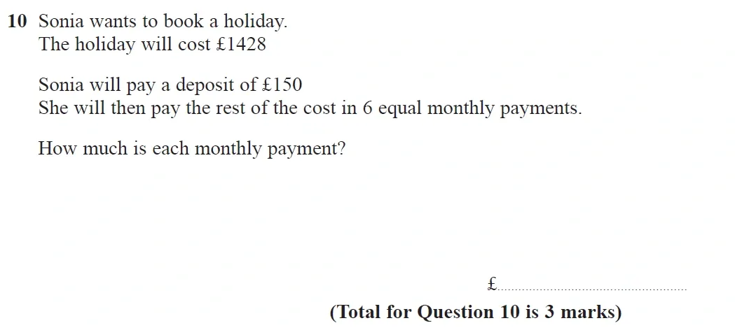 Question 10 - GCSE Edexcel Foundation Maths Past Paper 2 (Calculator) - June 2022