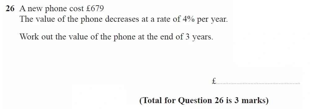 Question 26 - GCSE Edexcel Foundation Maths Past Paper 2 (Calculator) - June 2022