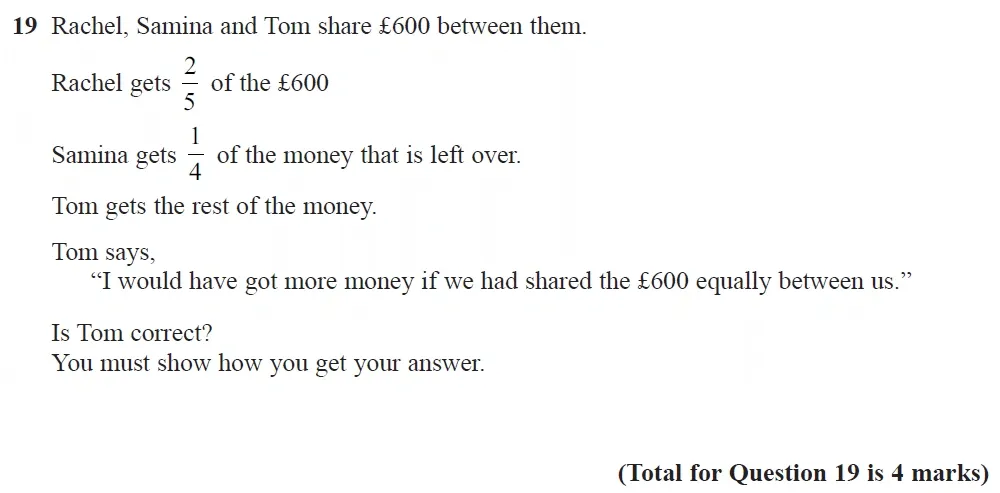 Question 19 - GCSE Edexcel Foundation Maths Past Paper 2 (Calculator) - November 2021