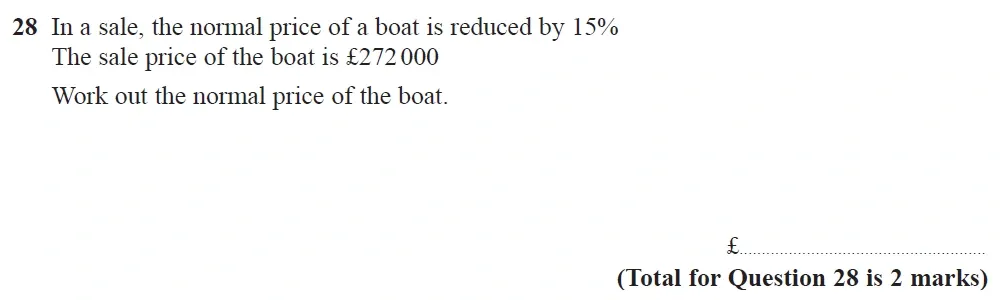 Question 28 - GCSE Edexcel Foundation Maths Past Paper 2 (Calculator) - November 2021
