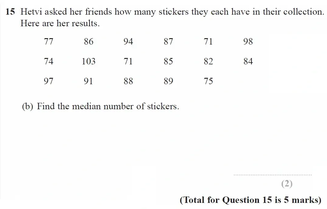 Question 15(b) - GCSE Edexcel Foundation Maths Past Paper 2 (Calculator) - November 2022