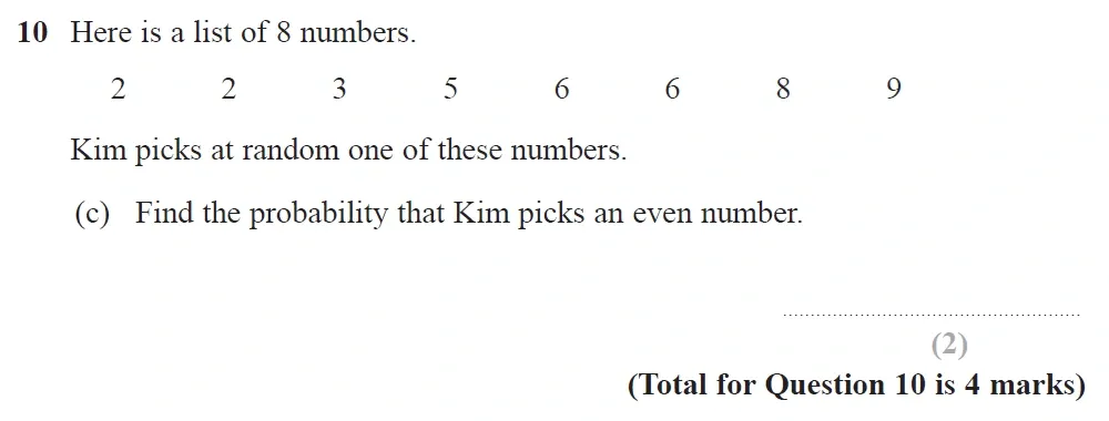 Question 10(c) - GCSE Edexcel Foundation Maths Past Paper 3 (Calculator) - June 2022