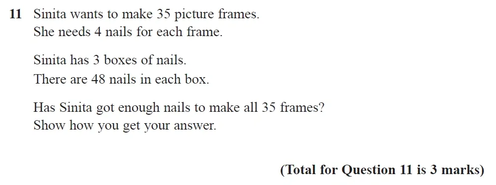 Question 11 - GCSE Edexcel Foundation Maths Past Paper 3 (Calculator) - June 2022