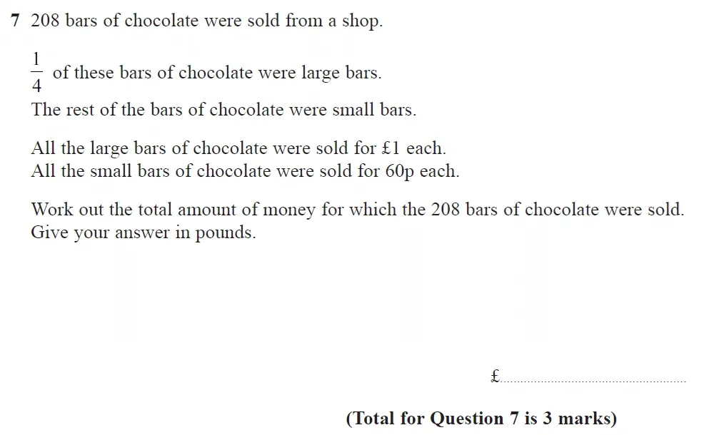 Question 07 - GCSE Edexcel Foundation Maths Past Paper 3 (Calculator) - November 2022