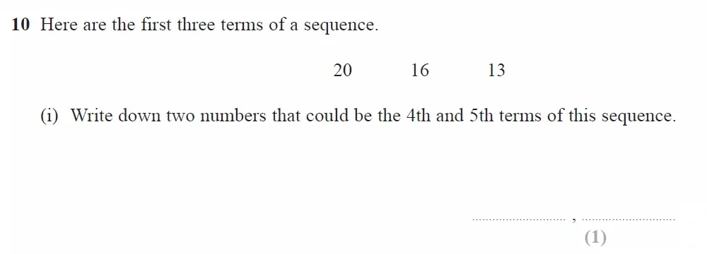 Question 10(i) - GCSE Edexcel Foundation Maths Past Paper 3 (Calculator) - November 2022