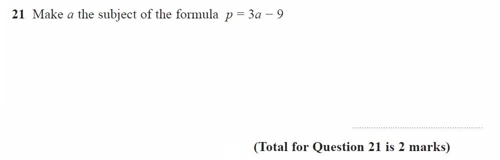Question 21 - GCSE Edexcel Foundation Maths Past Paper 3 (Calculator) - November 2022