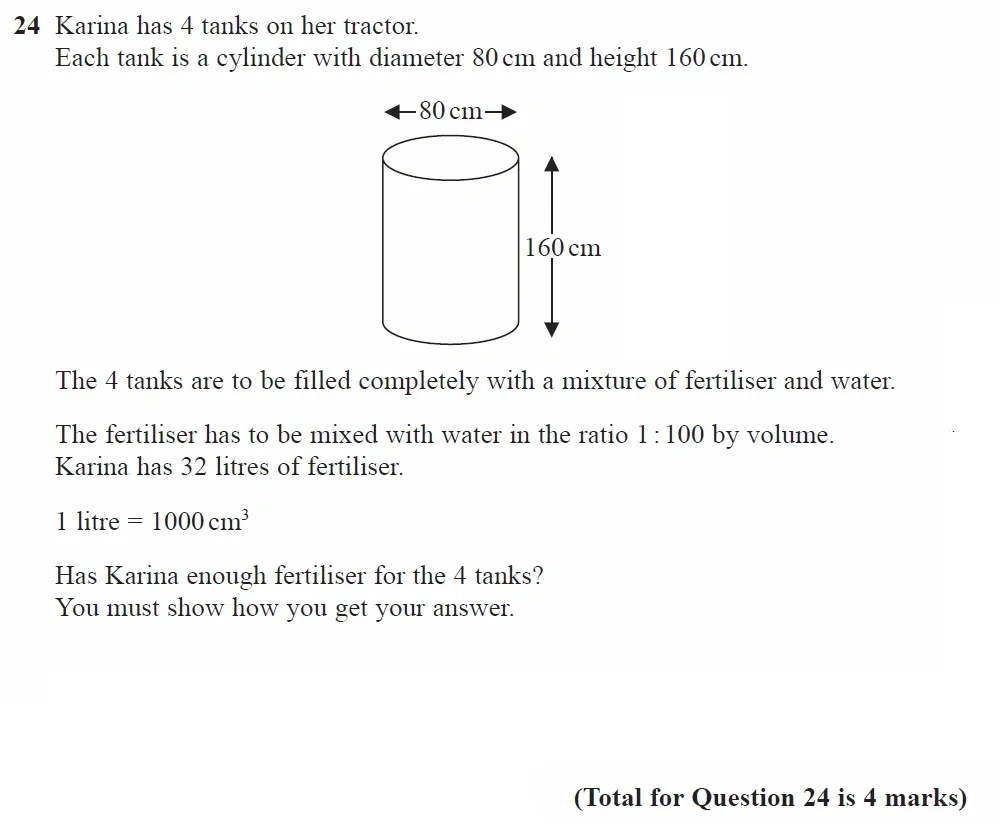Question 24 - GCSE Edexcel Foundation Maths Past Paper 3 (Calculator) - November 2022