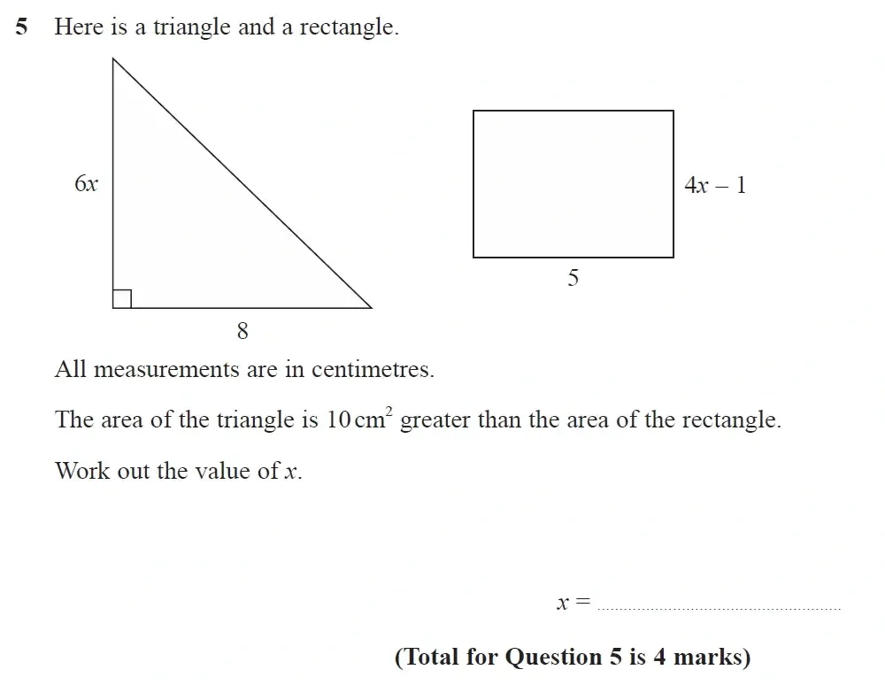 Question 05 - GCSE Edexcel Higher Maths Past Paper 2 (Calculator) - June 2023