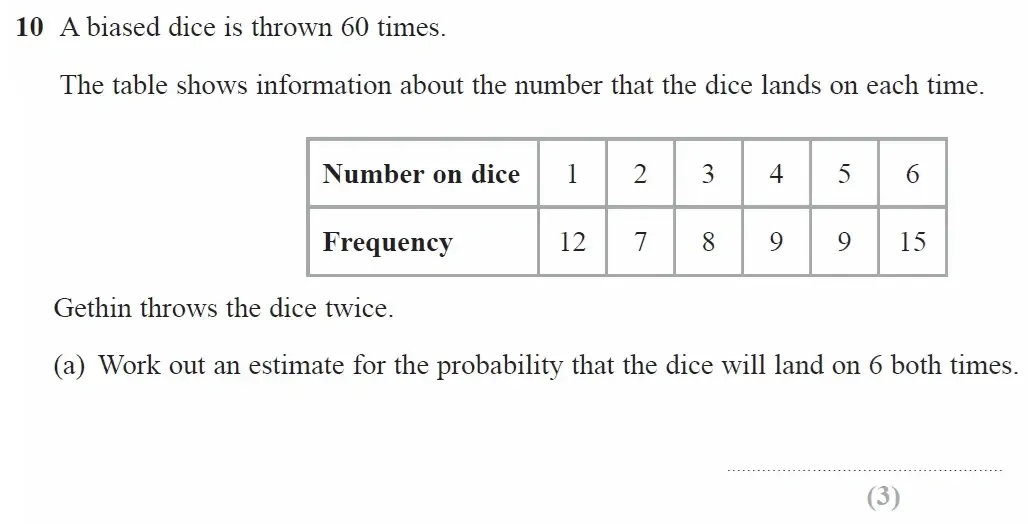 Question 10(a) - GCSE Edexcel Higher Maths Past Paper 2 (Calculator) - June 2023
