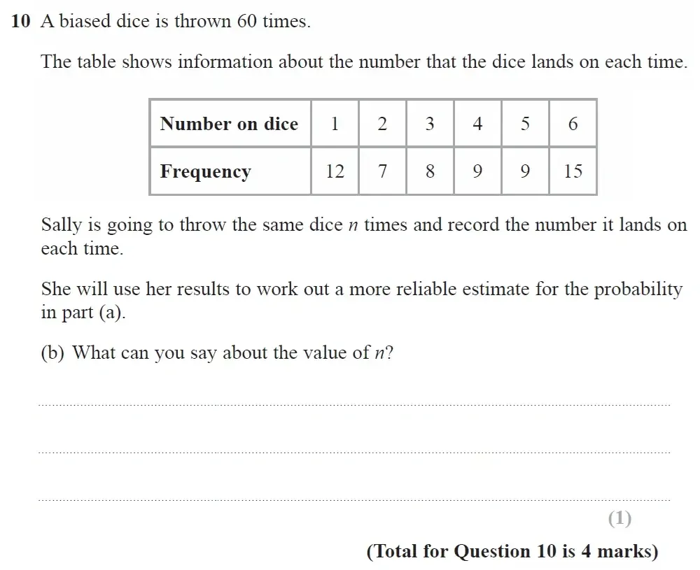 Question 10(b) - GCSE Edexcel Higher Maths Past Paper 2 (Calculator) - June 2023