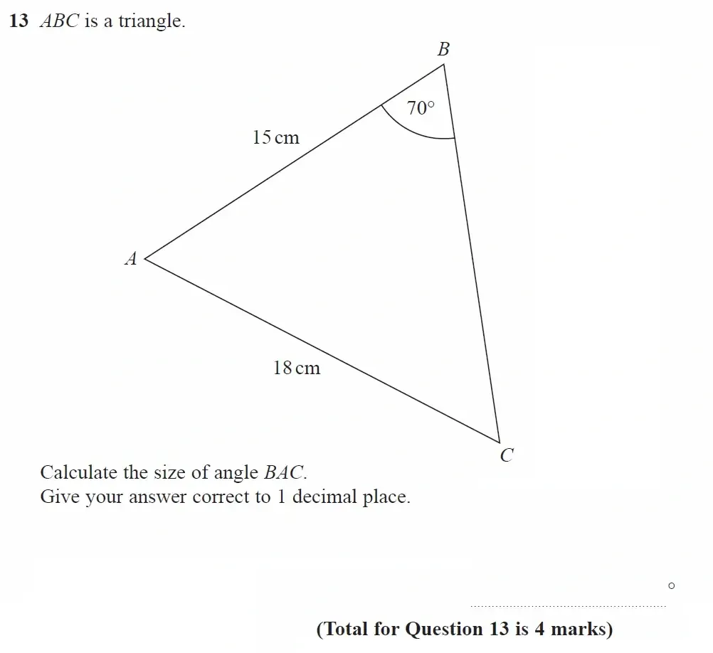 Question 13 - GCSE Edexcel Higher Maths Past Paper 2 (Calculator) - June 2023