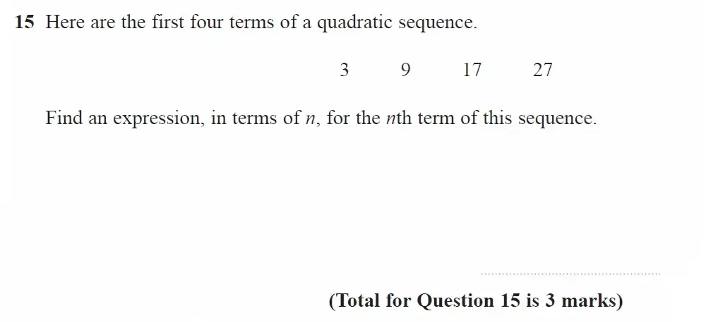 Question 15 - GCSE Edexcel Higher Maths Past Paper 2 (Calculator) - June 2023