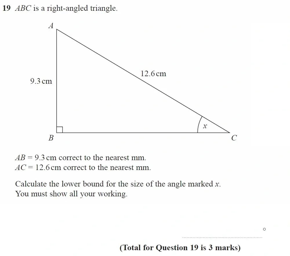 Question 19 - GCSE Edexcel Higher Maths Past Paper 2 (Calculator) - June 2023