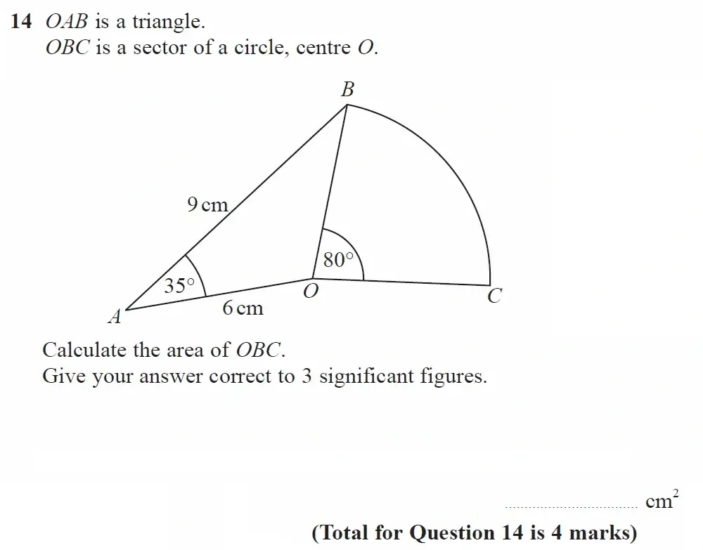 Question 14 - GCSE Edexcel Higher Maths Past Paper 3 (Calculator) - June 2023