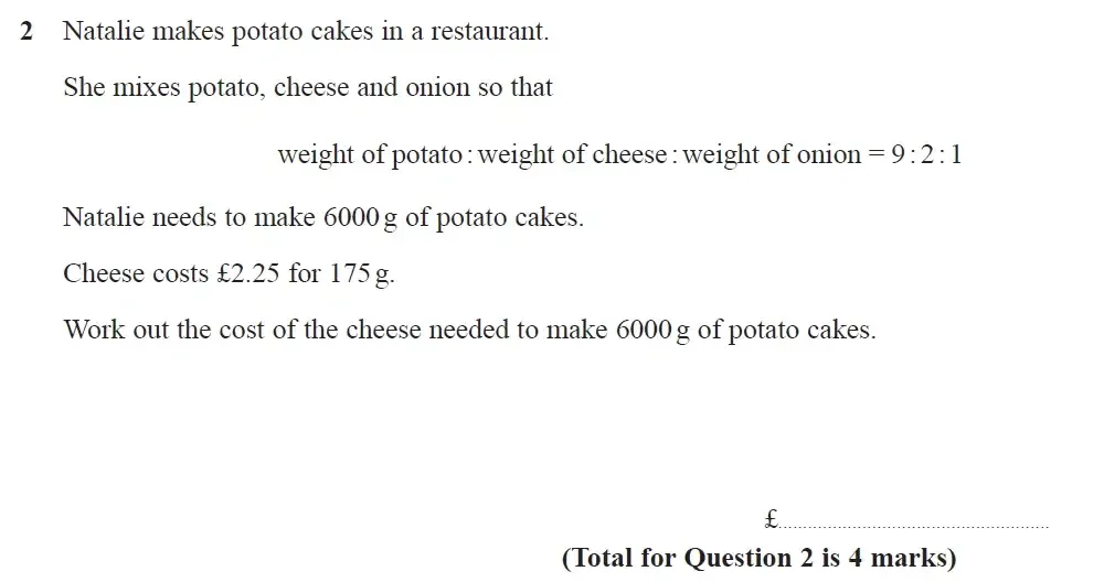 Question 02 - GCSE Edexcel Higher Maths Past Paper 3 (Calculator) - November 2021