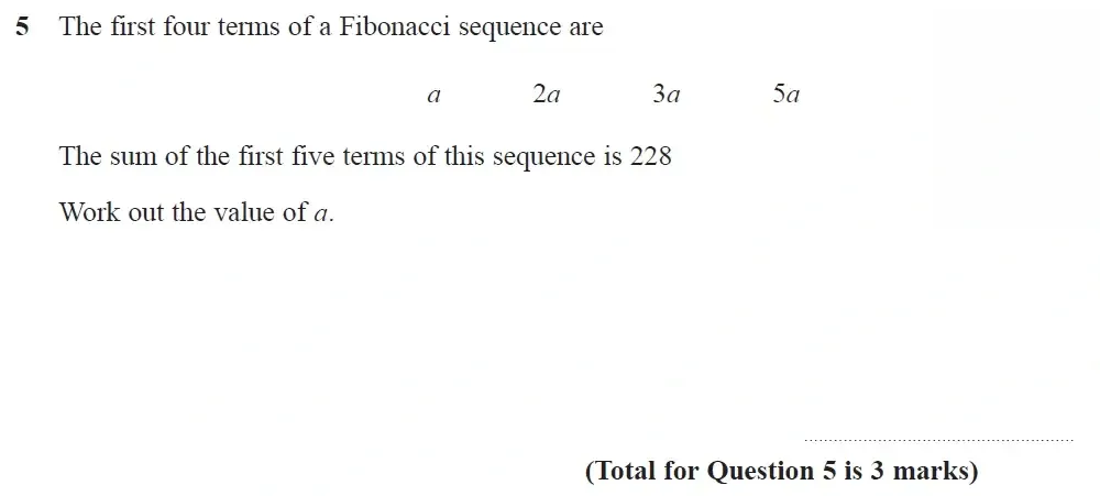 Question 05 - GCSE Edexcel Higher Maths Past Paper 3 (Calculator) - November 2021