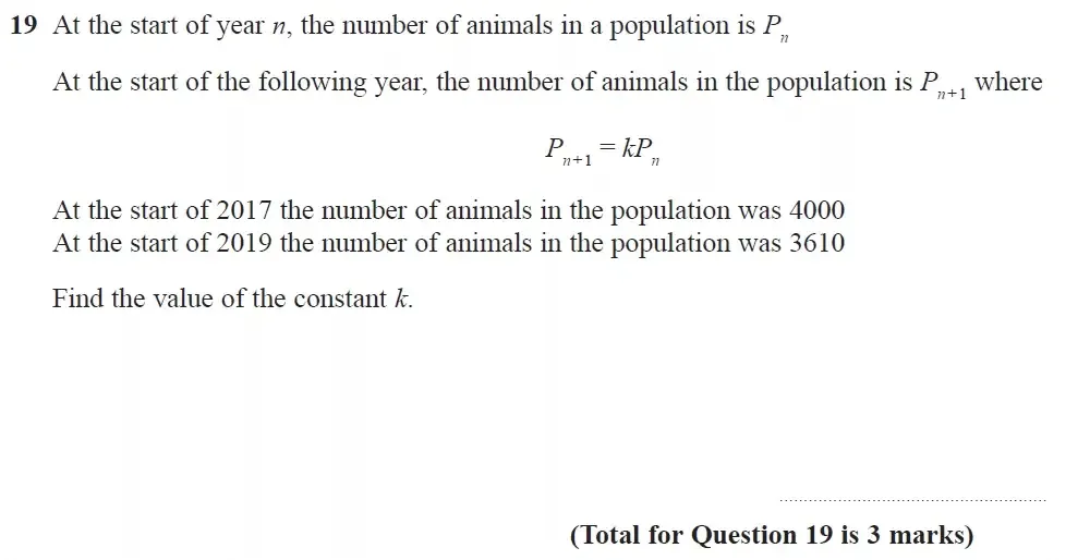 Question 19 - GCSE Edexcel Higher Maths Past Paper 3 (Calculator) - November 2021