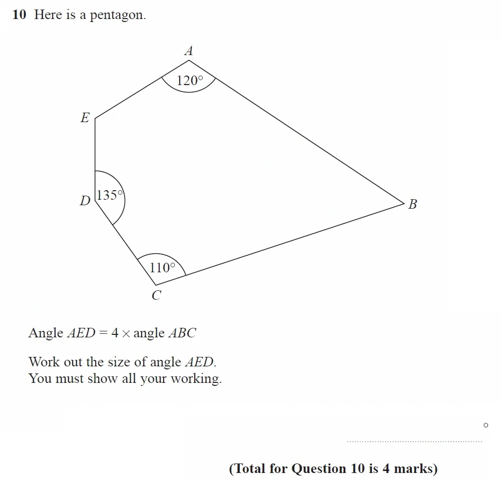 Question 10 - GCSE Edexcel Higher Maths Past Paper 1 (Non-Calculator) - June 2023