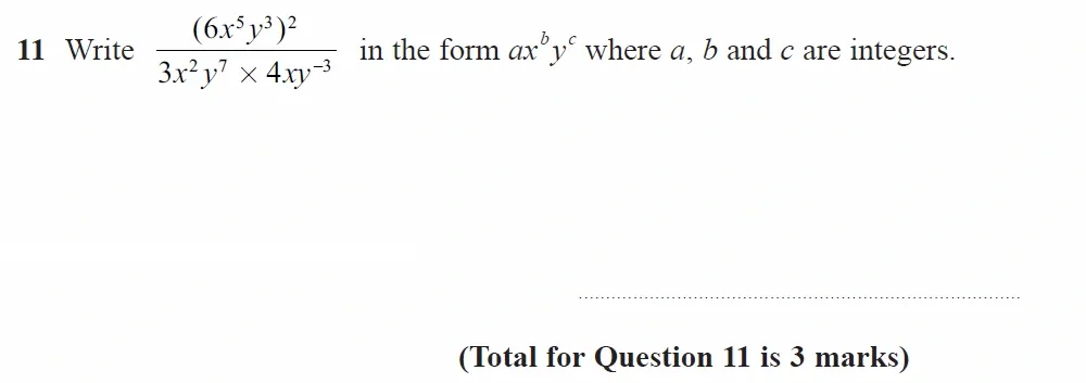 Question 11 - GCSE Edexcel Higher Maths Past Paper 1 (Non-Calculator) - June 2023