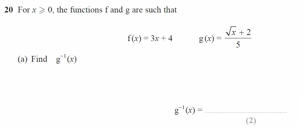 Question 20(a) - GCSE Edexcel Higher Maths Past Paper 1 (Non-Calculator) - June 2023
