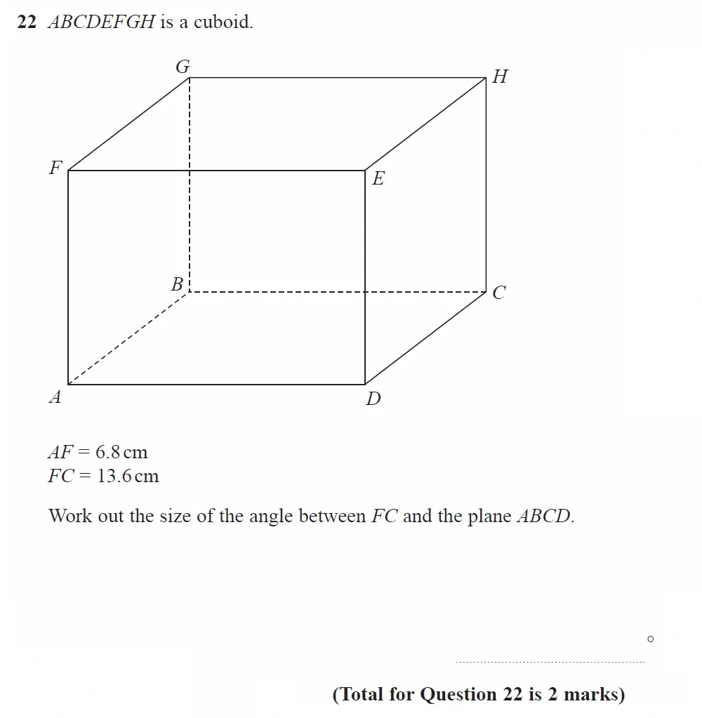 Question 22 - GCSE Edexcel Higher Maths Past Paper 1 (Non-Calculator) - June 2023