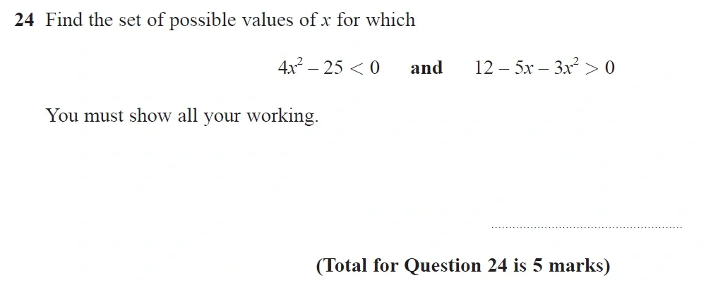 Question 24 - GCSE Edexcel Higher Maths Past Paper 1 (Non-Calculator) - June 2023
