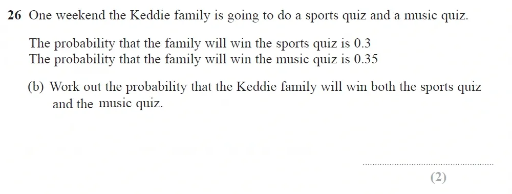 Question 26(b) - GCSE Edexcel Foundation Maths Past Paper 3 (Calculator) - November 2022