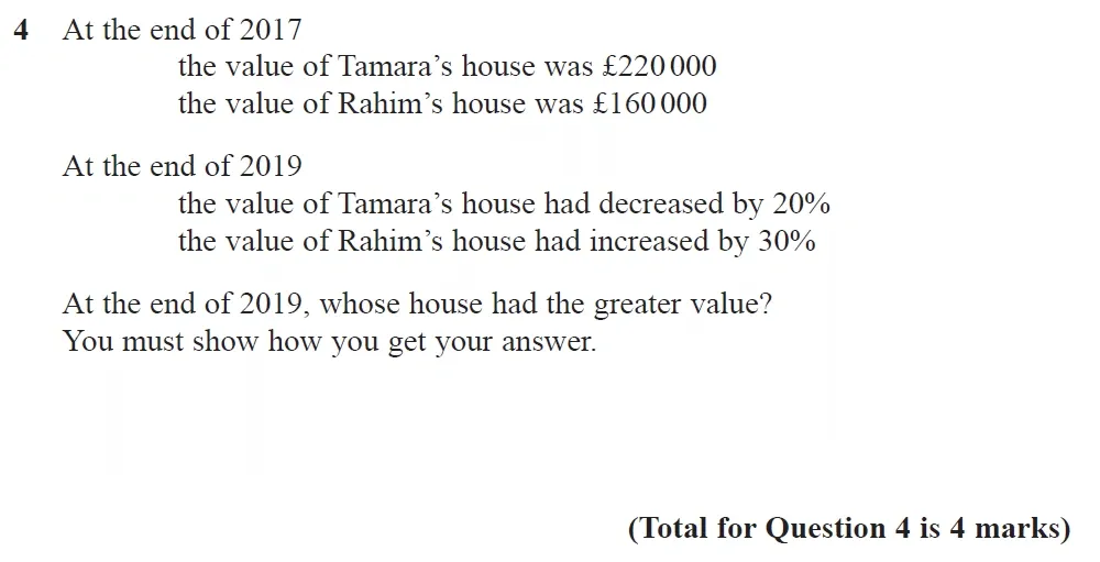 Question 04 - GCSE Edexcel Higher Maths Past Paper 1 (Non-Calculator) - November 2021