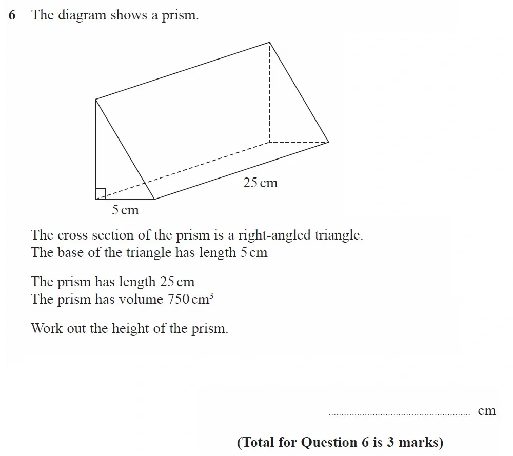 Question 06 - GCSE Edexcel Higher Maths Past Paper 1 (Non-Calculator) - November 2021