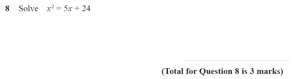 Question 08 - GCSE Edexcel Higher Maths Past Paper 1 (Non-Calculator) - November 2021