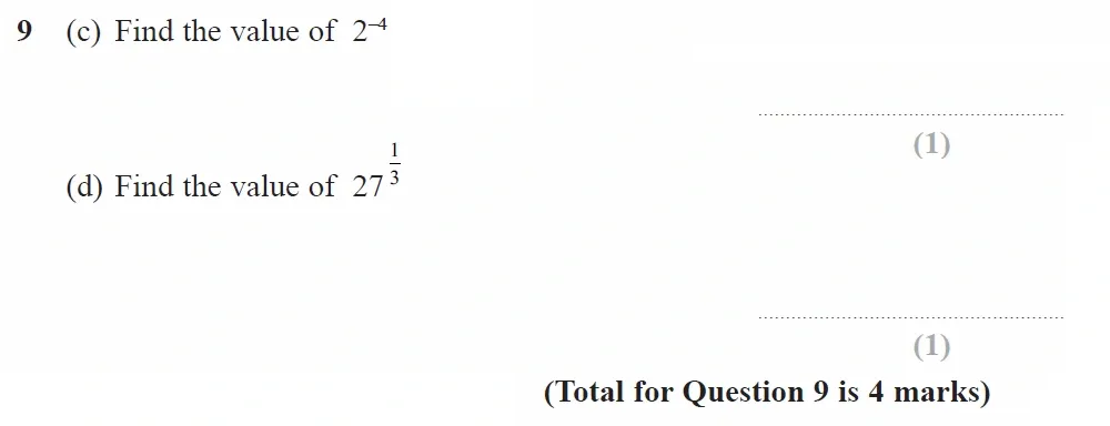 Question 09(c, d) - GCSE Edexcel Higher Maths Past Paper 1 (Non-Calculator) - November 2021