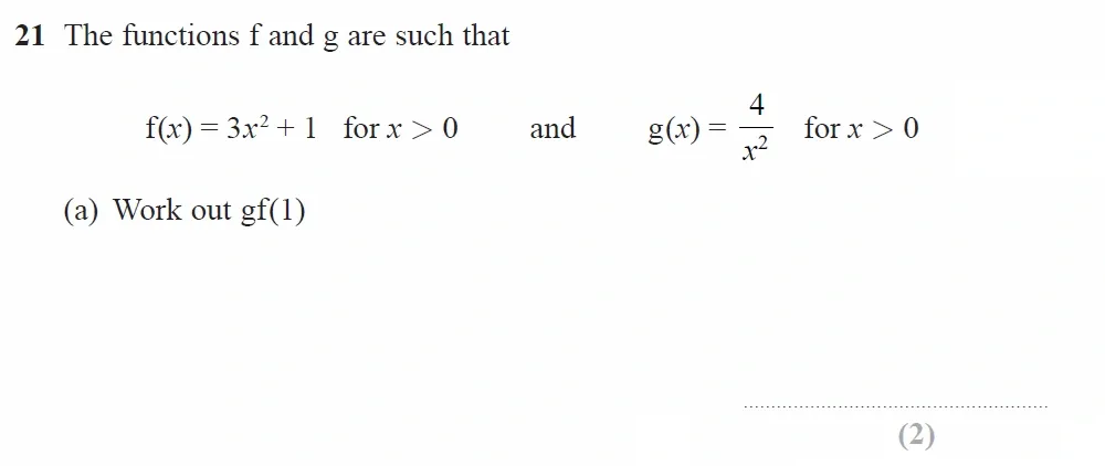 Question 21(a) - GCSE Edexcel Higher Maths Past Paper 1 (Non-Calculator) - November 2021