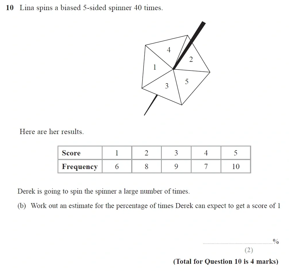Question 10(b) - GCSE Edexcel Higher Maths Past Paper 1 (Non-Calculator) - November 2022