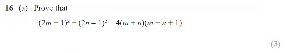 Question 16(a) - GCSE Edexcel Higher Maths Past Paper 1 (Non-Calculator) - November 2022