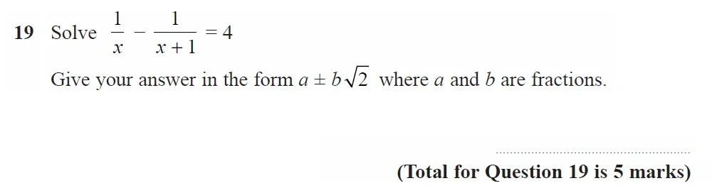 Question 19 - GCSE Edexcel Higher Maths Past Paper 1 (Non-Calculator) - November 2022