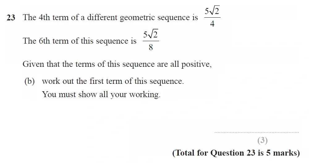Question 23(b) - GCSE Edexcel Higher Maths Past Paper 1 (Non-Calculator) - November 2022