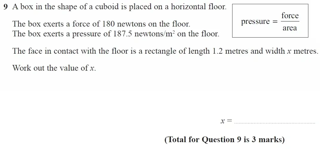 Question 09 - GCSE Edexcel Higher Maths Past Paper 2 (Calculator) - June 2022