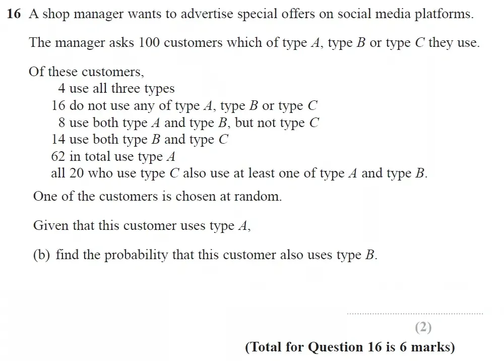 Question 16(b) - GCSE Edexcel Higher Maths Past Paper 2 (Calculator) - June 2022
