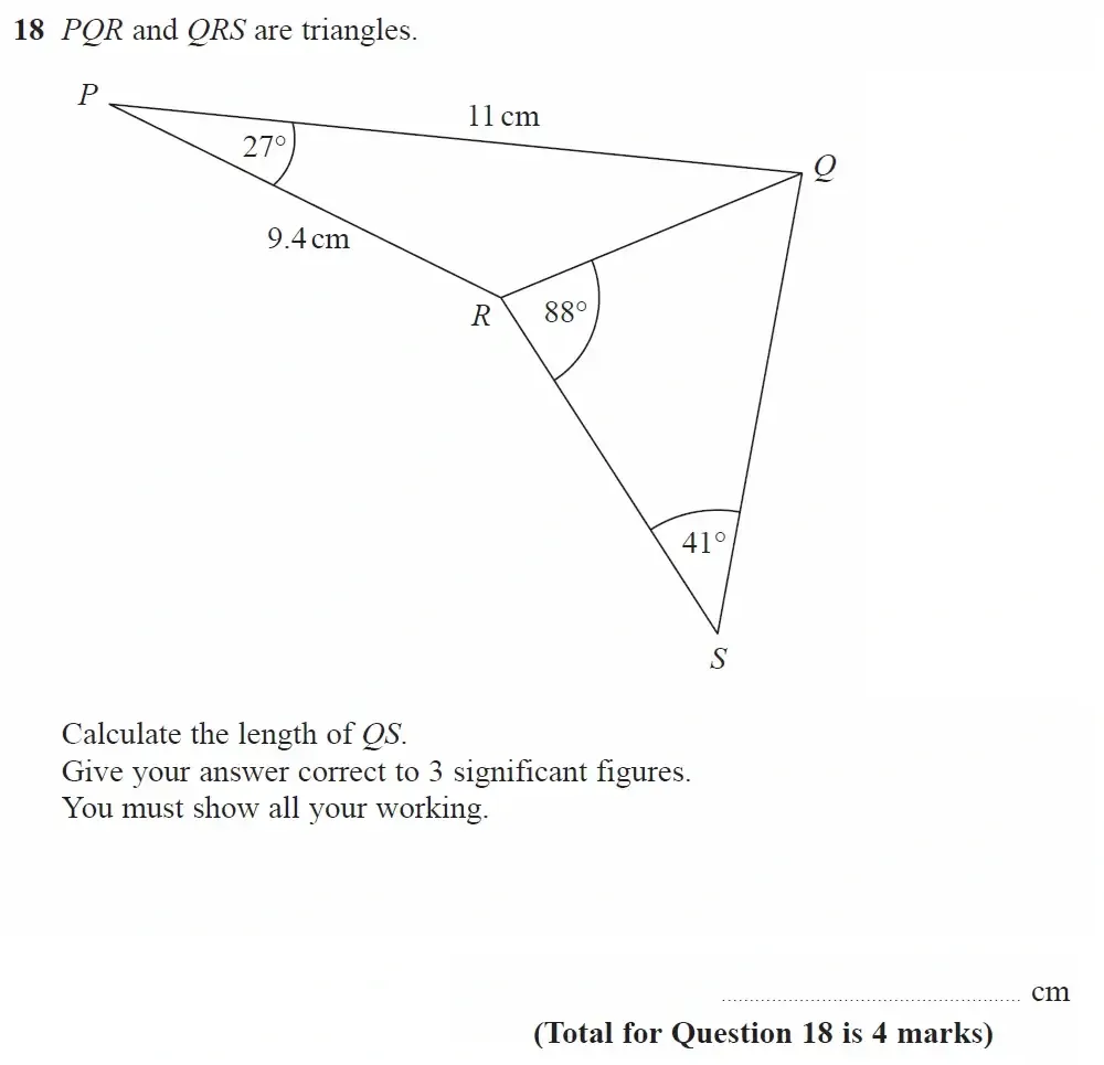 Question 18 - GCSE Edexcel Higher Maths Past Paper 2 (Calculator) - June 2022