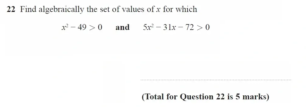 Question 22 - GCSE Edexcel Higher Maths Past Paper 2 (Calculator) - June 2022